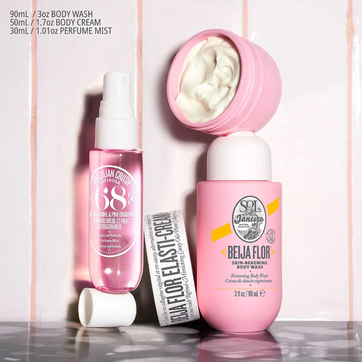 Sol de Janeiro Beija Flor Jet Set - Elasti-Cream, Body Wash y Perfume Mist Cheirosa 68
